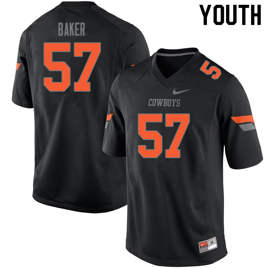 Youth #57 Ryan Baker Oklahoma State Cowboys College Football Jerseys Sale-Black